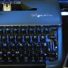 typewriter and index cards